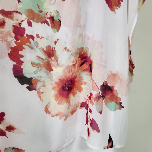 Calvin Klein 3X plus size floral sheer tunic top bohemian office lagenlook - Picture 4 of 9